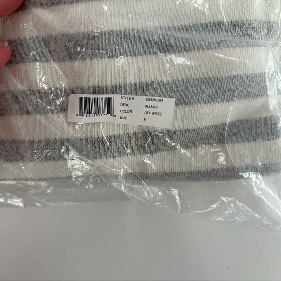 3rd & Army Long Sleeve Pullover Cowl Neck Striped White Grey Hoodie NWT Medium - Picture 4 of 11